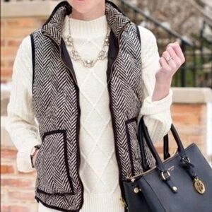 J. Crew Women's Herringbone Quilted puffer Vest - Blue and White XS